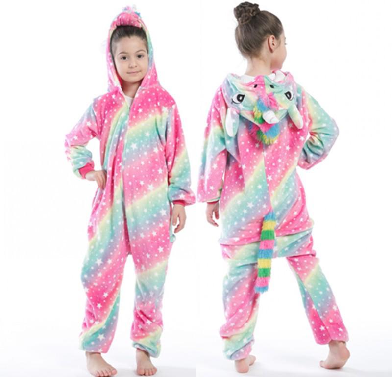 Rainbow Stars Pegasus Unicorn Flannel Onesie Pajamas for Couples