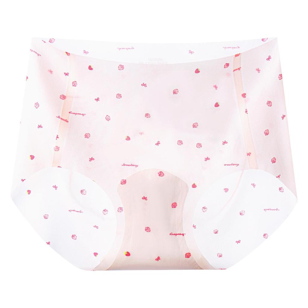 Ultra-thin Pastoral Ice Silk Seamless Quick-dry Underwear for Women - Antibacterial, Bare Feel, Summer Style with Print Design.