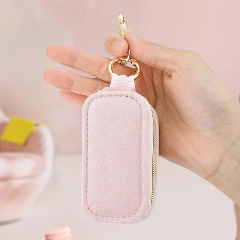1Pcs Mini Velvet Ring Box Jewelry Storage Case Single Layer Earrings Necklace Organizer Candy Color Zipper Bag Travel Portable