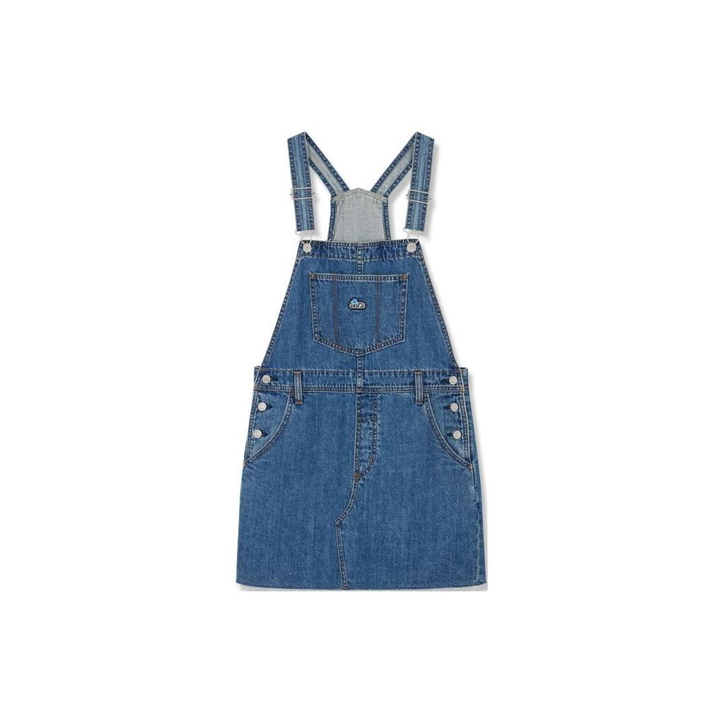 Levis Minimalist Pocket Design Commuter Denim Suspender Skirt Women Skirts Blue 000SJ-0000