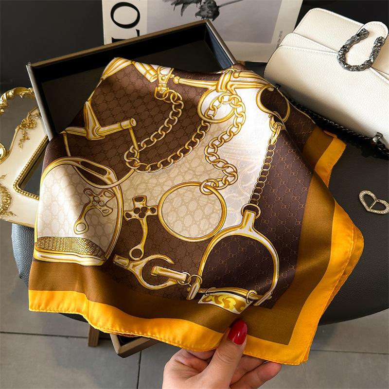 Leopard Print Small Square Scarf Imitation Silk Headscarf Scarf Printed Silk Scarf Neck Protection Scarf Professional Lady