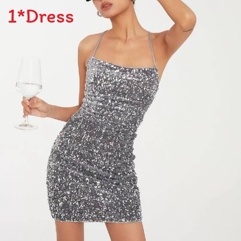 Spring Fashion Womens Sequin Halter Dress With Slim Fit And Backless Style For Elegant Parties