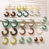 Retro Summer Multi-color Hoop Earring Set Water Drop C-shaped Designs Women's Fashion Leopard Print Earrings Daily Wear Dating