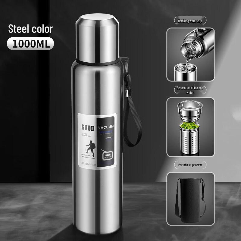 Xihe Portable Silver Insulated Water Bottle