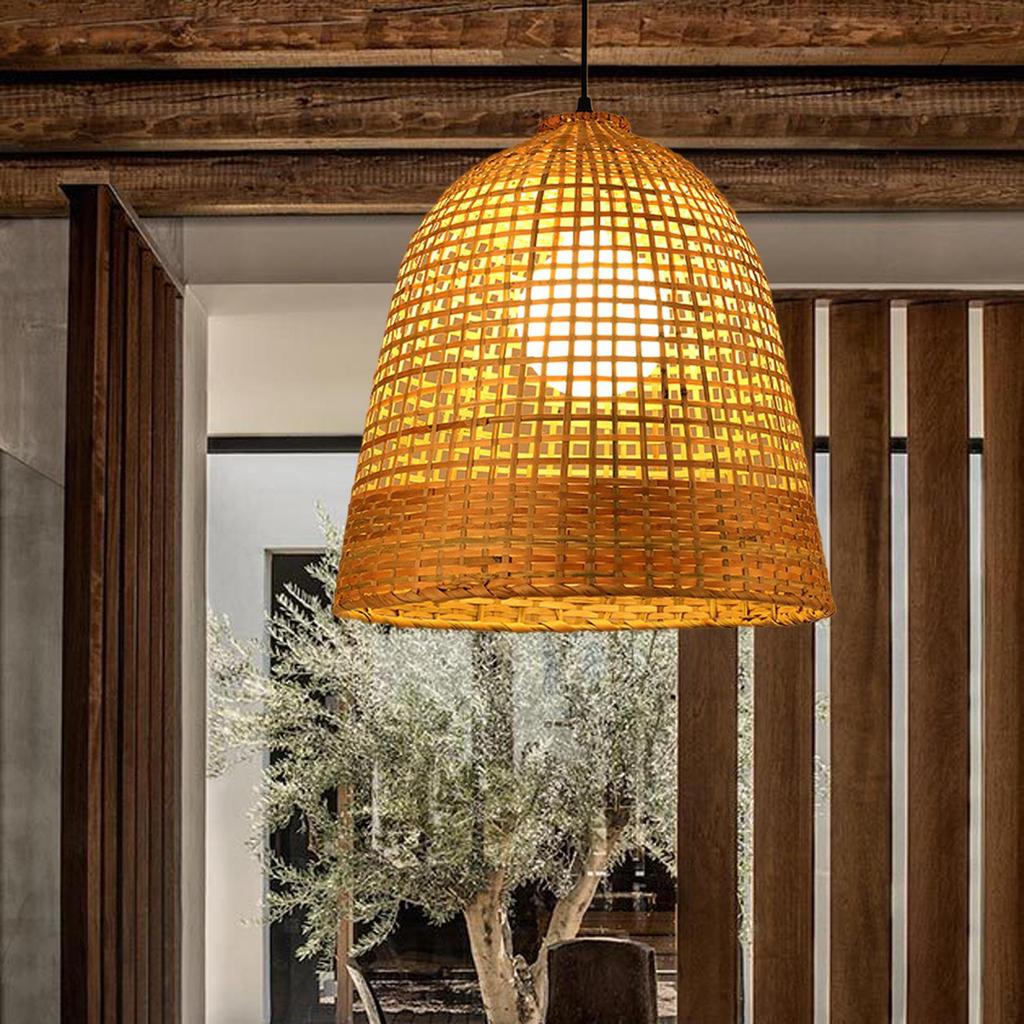 LED Pendant Light Chandelier Lighting Wall Lamp E27 Base Wicker Ceiling Fixture for Dorm,