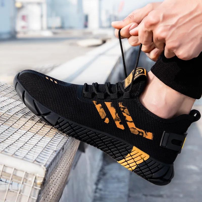 Fashion Work Sneakers Men Safety Shoes Construction Steel Toe Work Shoes Safety Boots Men Shoes Anti-Puncture Working Summer Kevlar