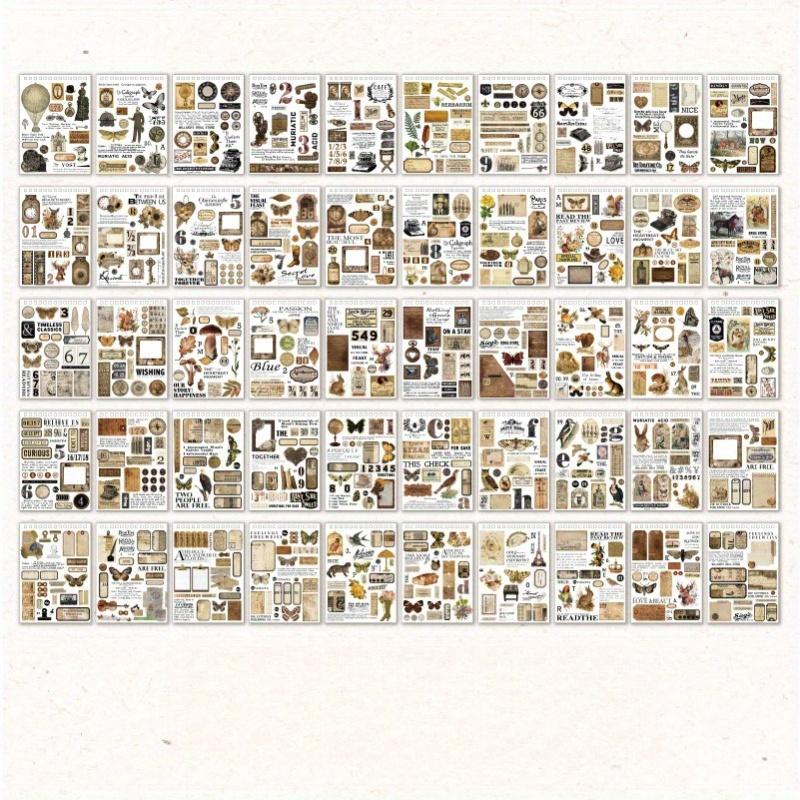50 Sheets of Retro Life Series, Retro Notebook Decoration Materials, Notebook Collage Material Cardboard