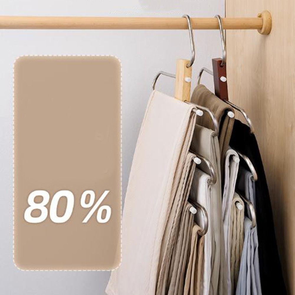 S-Shaped Pants Storage Rack Anti-Slip Trouser Rack Multifunctional Clothes Rack for Home