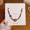 2026 New Coffee Beaded Necklace Female Light Luxury Internet Celebrity Retro Collarbone Chain Internet Celebrity Neck Chain