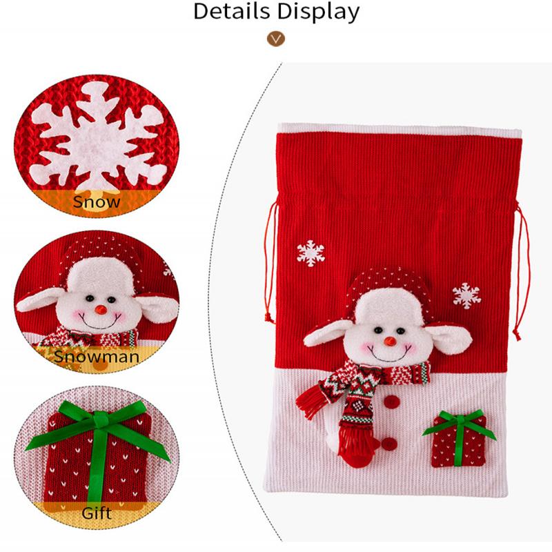 54*31cm Christmas Gift Bag Large Drawstring Storage Bag for Candy Snack Cookie Santa Claus Snowman Gift Packing Xmas Decoration