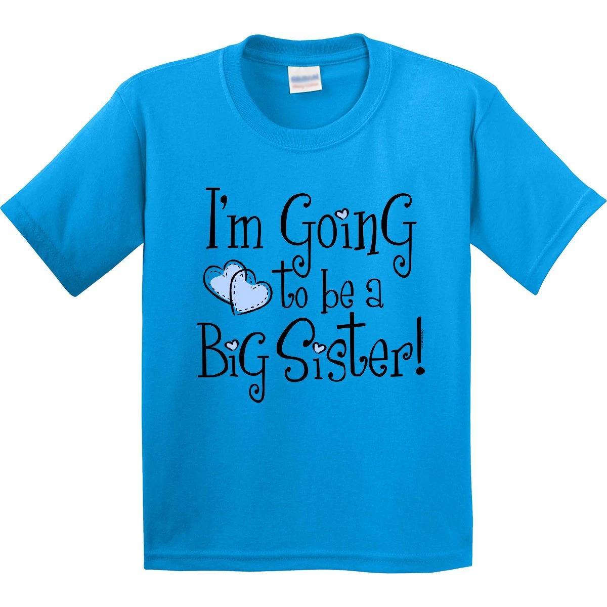 Inktastic Heart New Big Sister Youth T-Shirt Future Be Cute Blue Sibling Reveal 100