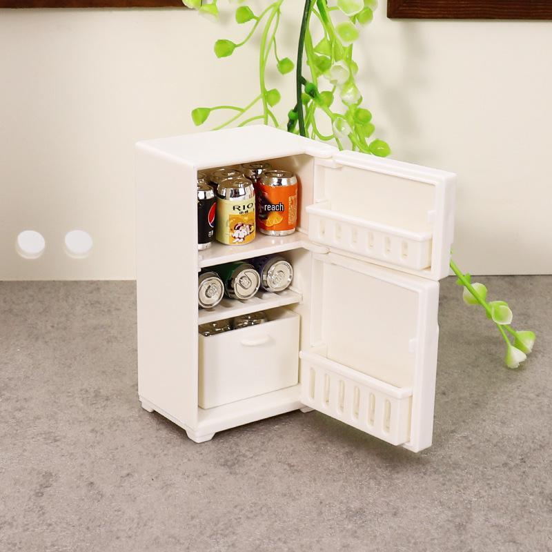 1:12 Miniature Dollhouse Kitchen Toy White Refrigerator Ornament