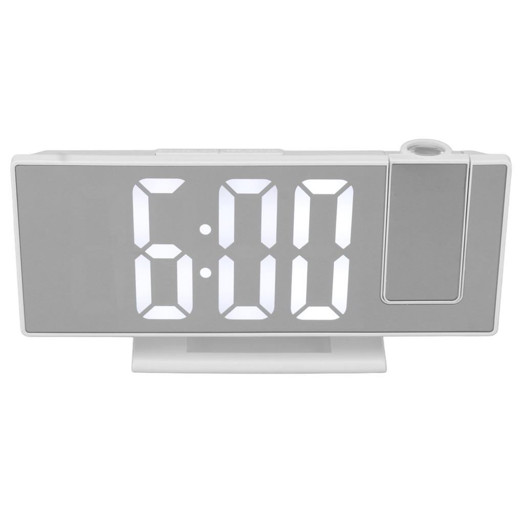 Digitaler Projektionswecker für Schlafzimmer Große LED-Anzeige Spiegelprojektionswecker Weiß