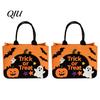 Non-woven Felt Tote Halloween Trick or Treat Bag, Goodie Bag with Pumpkin Ghost Patches, Child-friendly Large Candy for Kids, Party Favor,