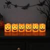 Battery Operated Halloween Decorations 6 Pcs Flameless Tea Lights, Orange Flickering Electric Fake Creative Gift for Candles, Spooky Pumpkin