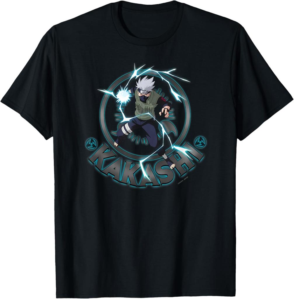 Naruto Kakashi Lightning Blade 2D Print Summer Cotton T-Shirt | Sharingan Anime Short-Sleeve Unisex Japanese Style