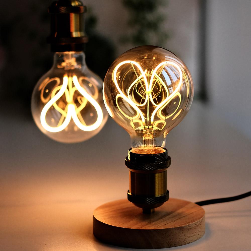 TIANFAN Vintage Led Bulb G95/G30 Edison Bulb 4W Dimmable 220V 110V E26 E27 Heart Filament Decorative Light Bulb Yellow Warm