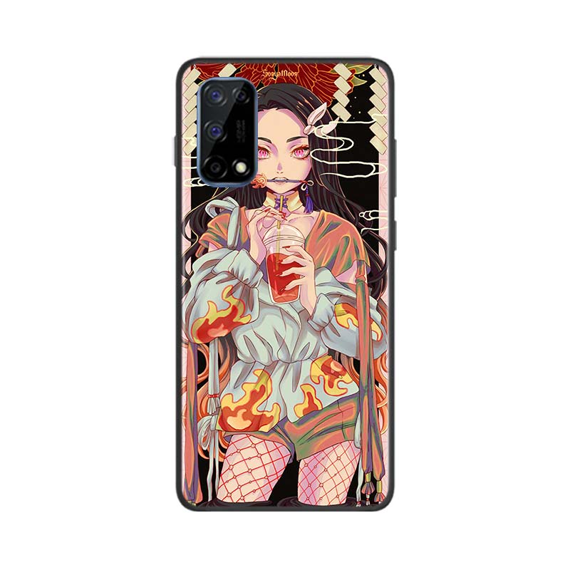 Demon Slayer Anime for OPPO Realme V15 X5 X3 X50 X7 X2 C17 C11 C3 C2 7 7i 6 6S 6i 5 Narzo 20 Pro Black Phone Case