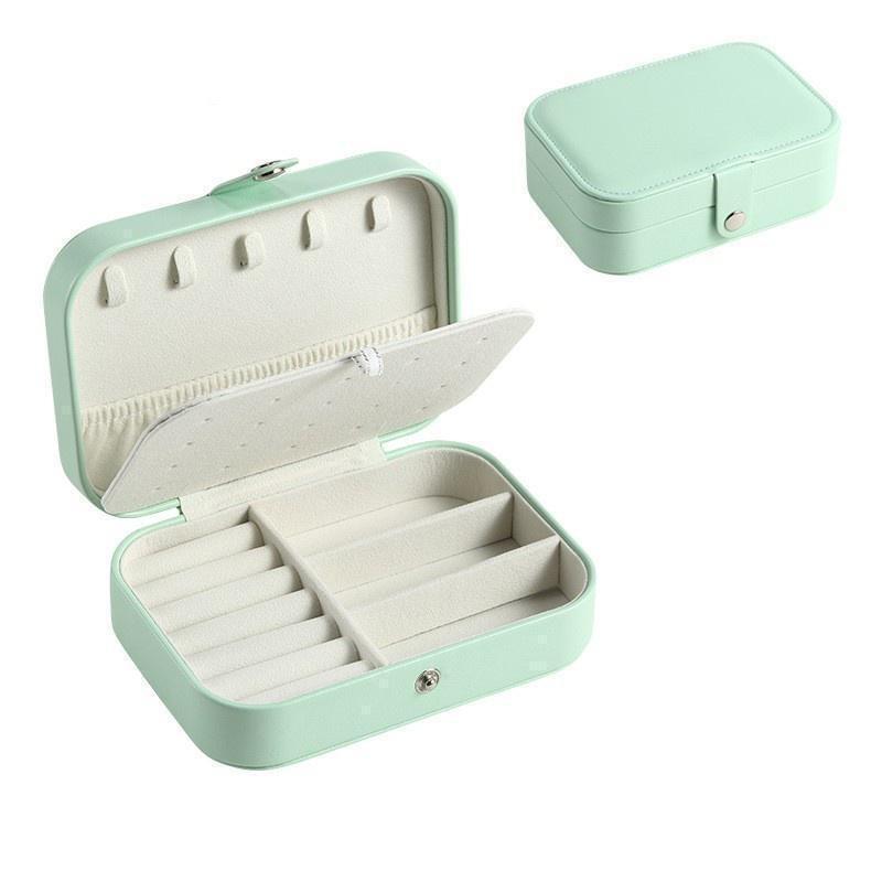Travel Jewelry Box, Portable Jewelry Case Display Storage Holder Box For Women Girls, PU Leather Double Layer Jewelry Organizer