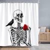 Halloween Skulls Roses Shower Curtain Horror Skulls Crows Red Flowers Polyester Fabric Shower Curtains Bathroom Decor With Hoo