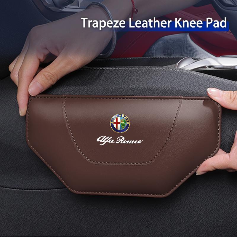 Car Leather Knee Pad Interior Pillow Comfortable For Alfa Romeo 159 Giulietta Giulia 147 Mito 166 GT Stelvio F1 Brera Volante