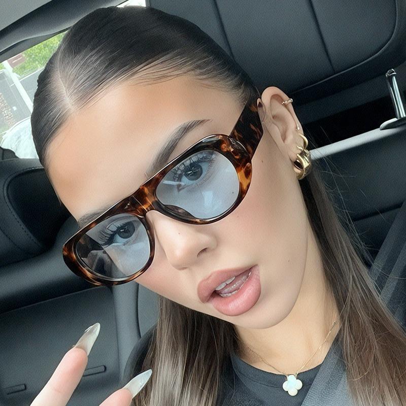 New Women'S Small Frame Oval Glasses Fashion Designer'S Leopard Print Shades Summer Travel And Leisure Eyeglasses Uv400 Eyewear