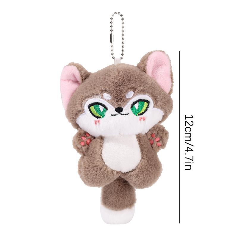 Soft Animal Wolf Plush Doll Keychain Cute Emotion Wolf Toy Stuffed Lovely Key Ring Women Girl Kids Birthyday Gift