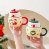 Christmas Gifts Peace Fruit Ceramic Cup with Lid Creative Mug for Girls Cute Household Water Cups  Office