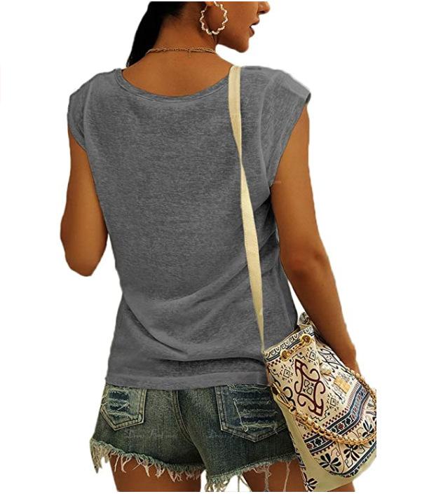 Damemote Ny Ensfarget Tank Top Sommer Bluser T-skjorte Uformell Loose Fit Basic skjorter Tank Tops