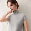 Womens Cashmere Knit Vest High Neck Sleeveless Sweater Layering Wool Waistcoat Old Money Style