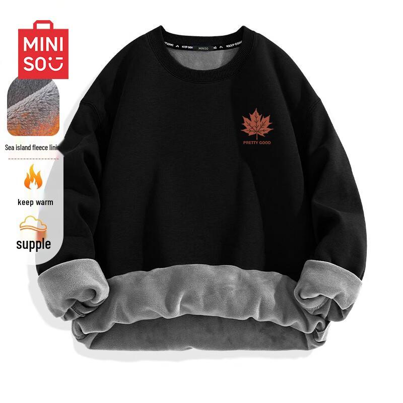 

Мужской свитшот MINISO из плотного флиса с логотипом в виде кленового листа M