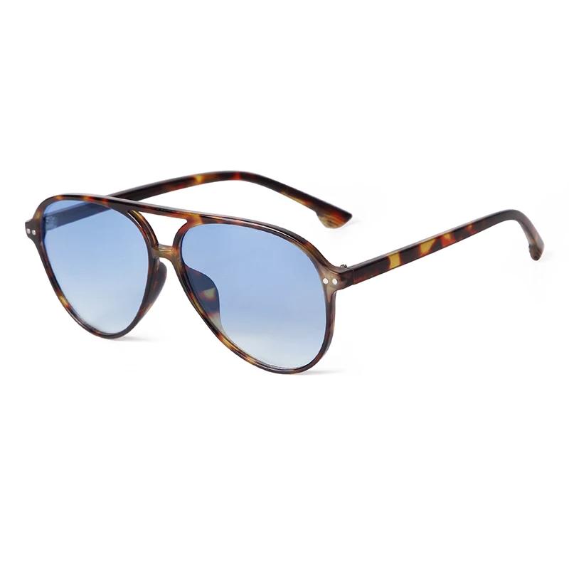 New Chic Pilot Women Sunglasses Retro Aviator Blue Gradient Lens Tortoise Frame UV400 Sun Glasses Female Male