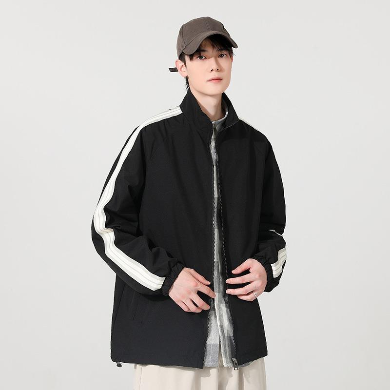 25 Autumn and Winter New Jacket Men's Casual Jacket Stand-up Collar Fashion Jacket Couple Contrasting Colors Trend Versatile