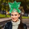 Peří čelenka Gumička do vlasů s kamínky Flitry Elastická karnevalová čelenka Ženy Lehká festivalová čelenka