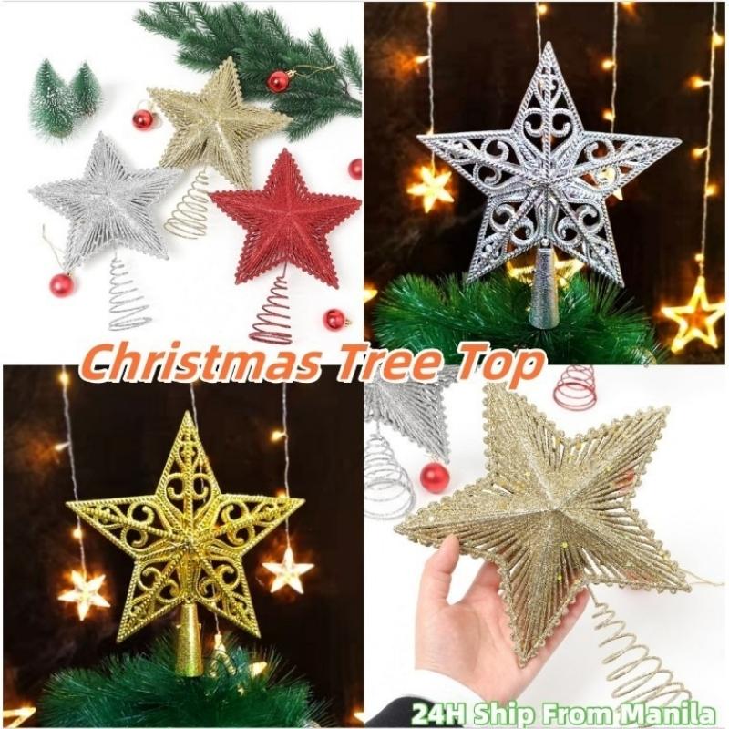 Christmas Tree Topper Star Decor Plastic Ornament Treetop Decoration Shatterproof Office Hotel Party