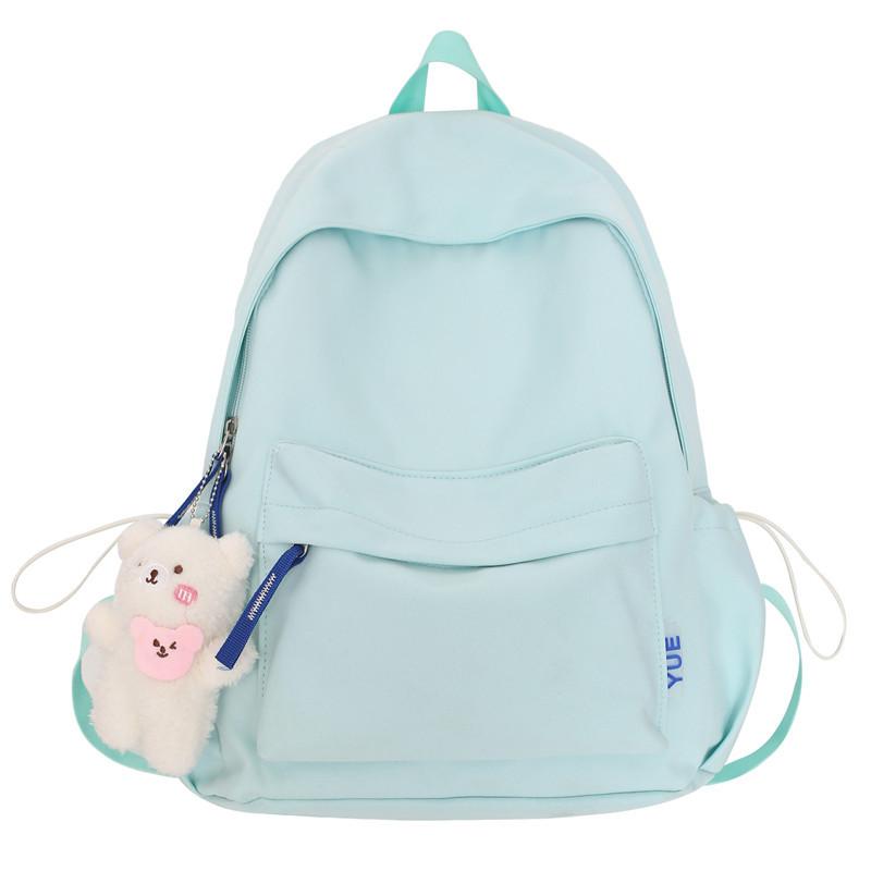 Autumn and Winter New Korean Version Solid Color Nylon Student Backpack Simple Fresh Unisex Double Shoulder Backpack