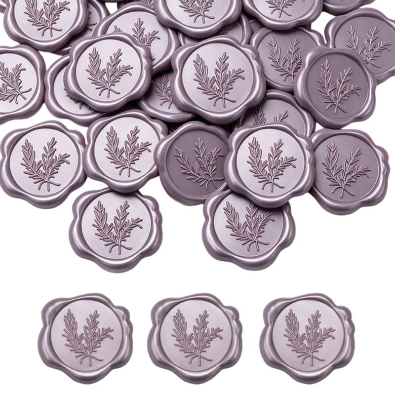 Wax Seal Labels with Adhesive Backing 60-Piece Raised Leaf Relief Stickers for Invitations, Envelopes, and Gift Packaging