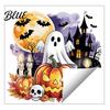Waterproof Holiday Glass Stickers Halloween Static Window Clings Watercolor Pumpkin Ghost Skull Decals No Spooky Decals for Party Glue Living