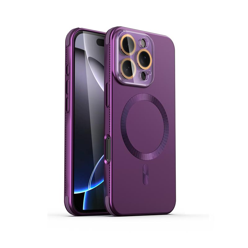 For Magsafe Magnetic Wireless Charging Luxury Solid Color Plating Phone Case For iPhone 16 Pro Max 14 13 15 Pro Max Back Cover