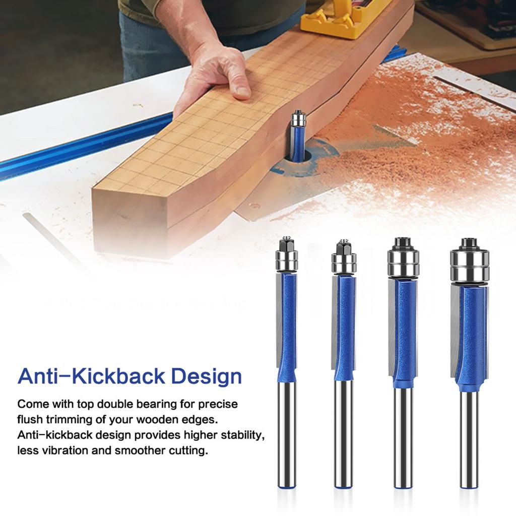 Head Double Bearing Trimming Knife Tungsten Steel Imitation Woodworking Milling Cutter Slotting Flat Mouth Knife Alloy Head Set