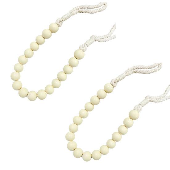 2Pcs Wood Bead Curtain Tiebacks, Curtain Holdbacks for Thin or Thick Window Draperies, Boho Farmhouse Curtain Tiebacks, Curtain Tie Backs for Home
