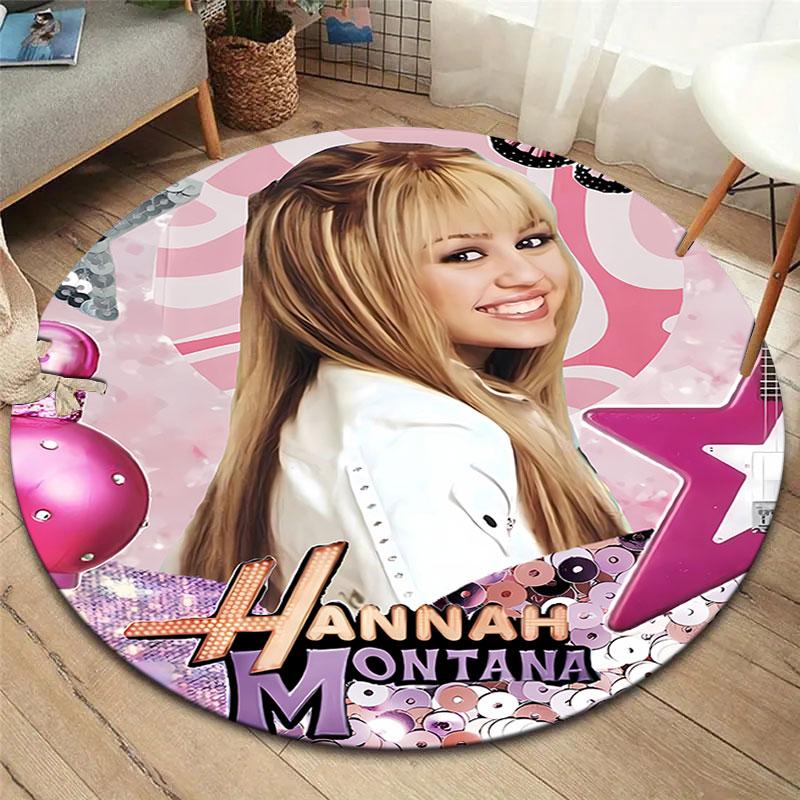 Hannah Montana Okrągły Dywanik, Dywan do Salonu, Sypialni, na Sofę, do Pokoju Zabaw, Antypoślizgowa Mata Podłogowa