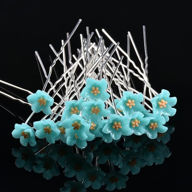 

2026 Fashion 10pcs Gifts Women Girls U Shaped Hair Clip Wedding Bridal Headwear Barrette Flowers Hairpin Stick Wholesale зелёный