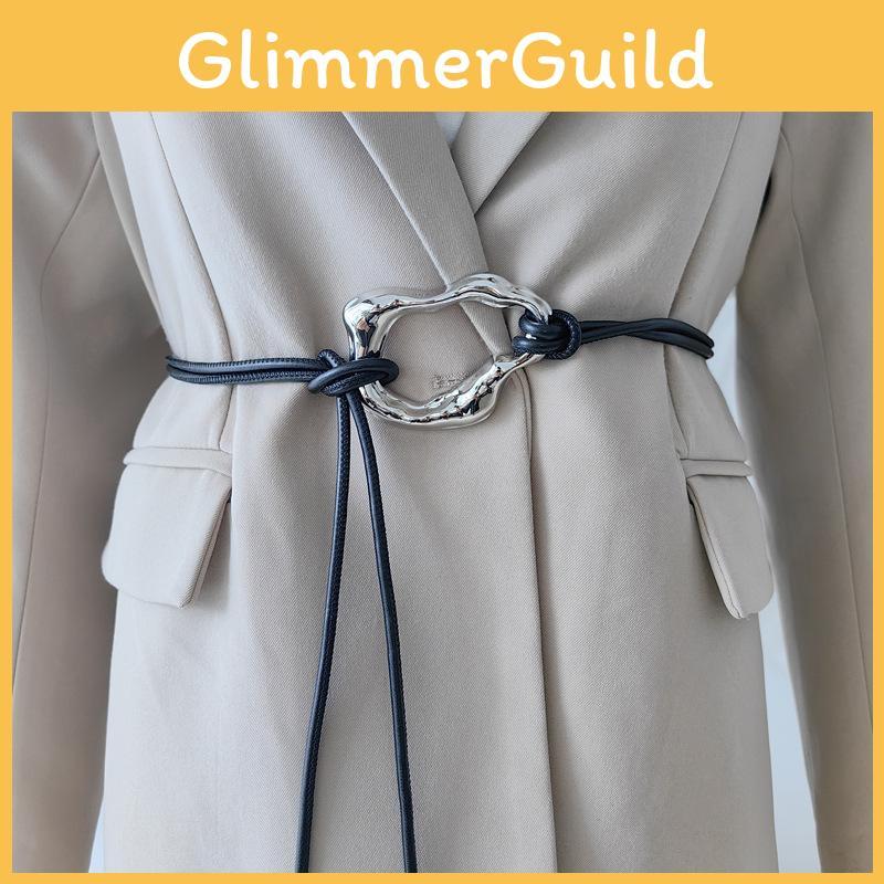Leather Minimalist Black Dress Belt Alloy Buckle Fine Width Looks Casual