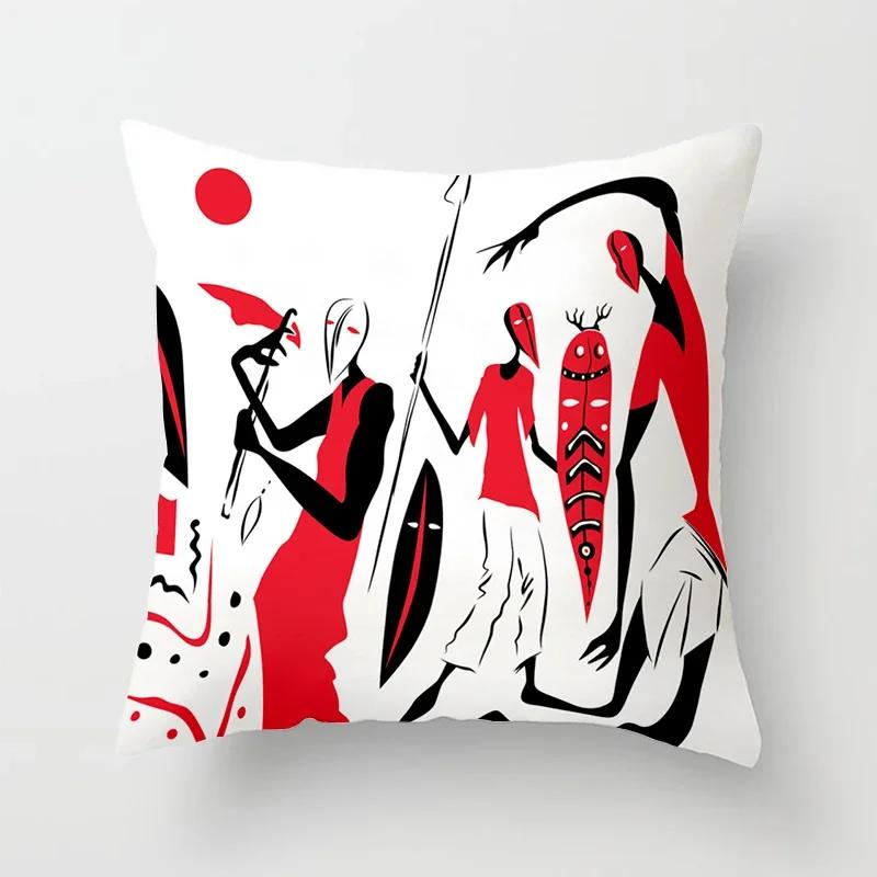 Home Decor Pillowcase African Style Pattern Sofa Decoration Cushion Cover Pillowcase Polyester Throw Pillow Funda De Almohada