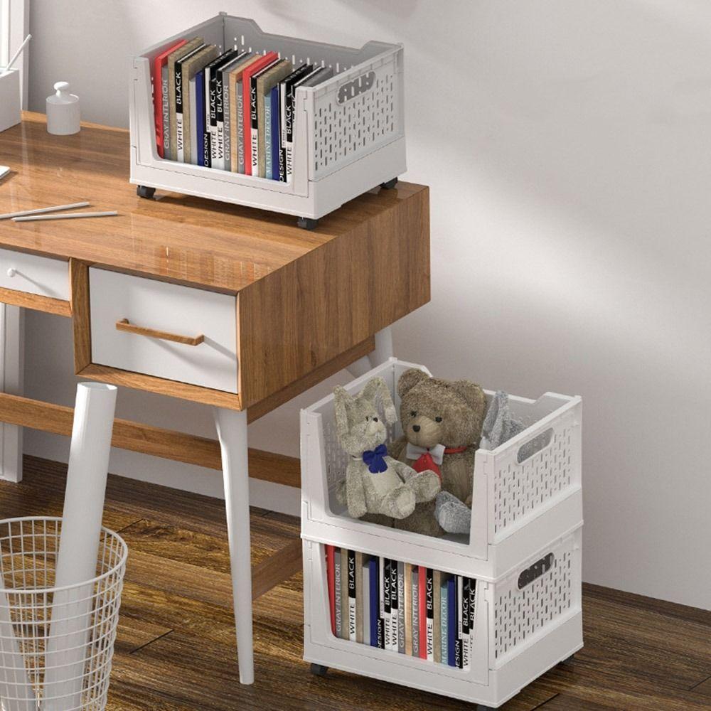 Plastic Folding Storage Box Large Capacity Book Storage Basket  Under Desk