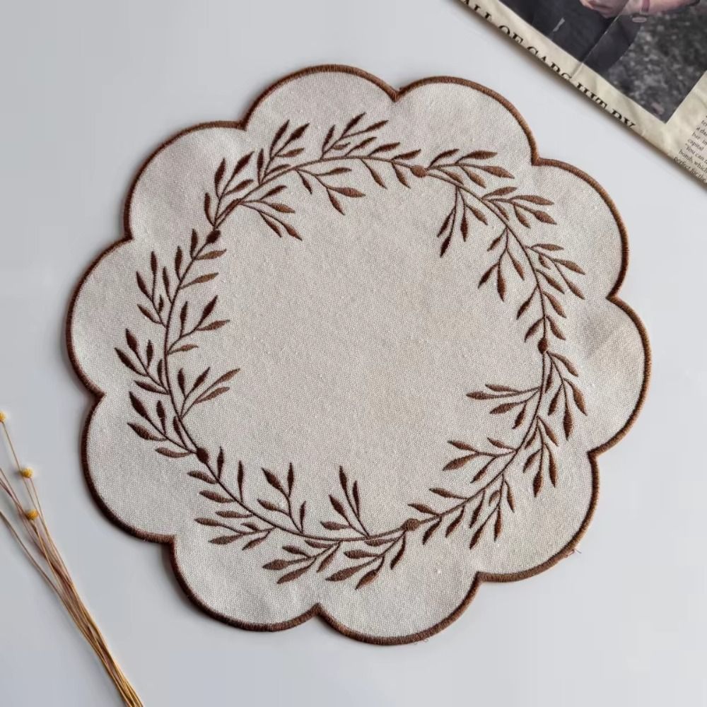 Thickened Embroidered Placemats Wear-resistant Canvas Table Pad Insulation Table Mat  Home Use