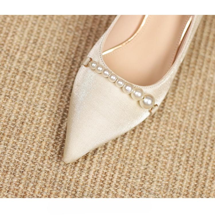 Französisch spitz hochzeit schuhe starke ferse braut schuhe frauen nische neue perle high heels brautjungfer schuhe der einzelnen schuhe