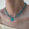 Beaded Transparent Love Heart Necklace Korean Style Clavicle Chain Sweater Chain Y2K Choker  Party