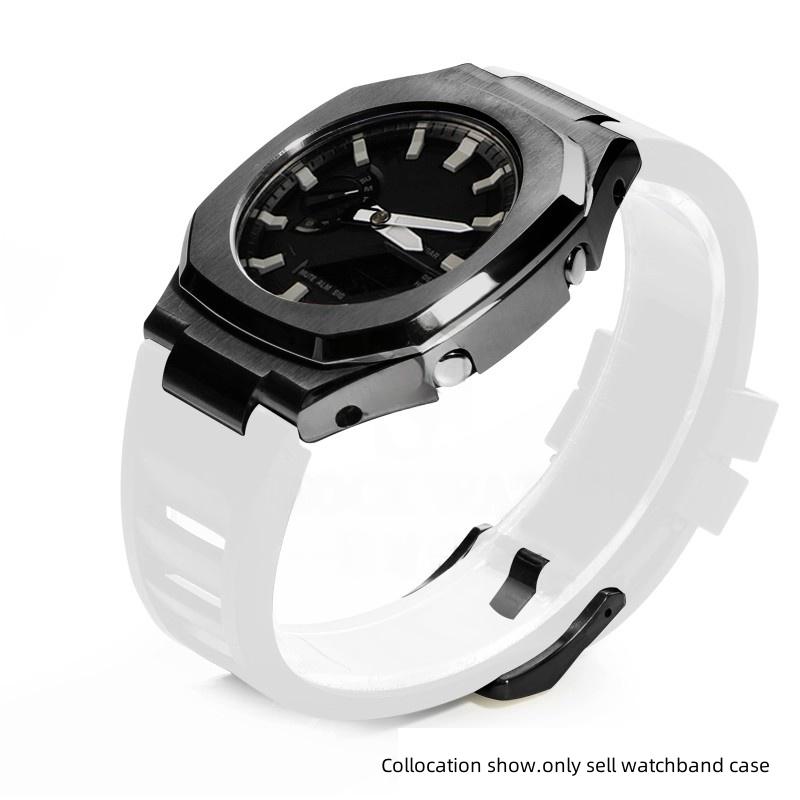 GA-2100 Mod Kit For Casio G-SHOCK GA2100 2110 GA B2100 Watch Men Modified Stainless Steel Case FKM Fluororubber Band Metal Strap